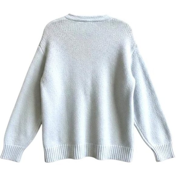 Vince Textured V-Neck Sweater Light Blue Sky Cotton Knit Designer M - Picture 6 of 10
